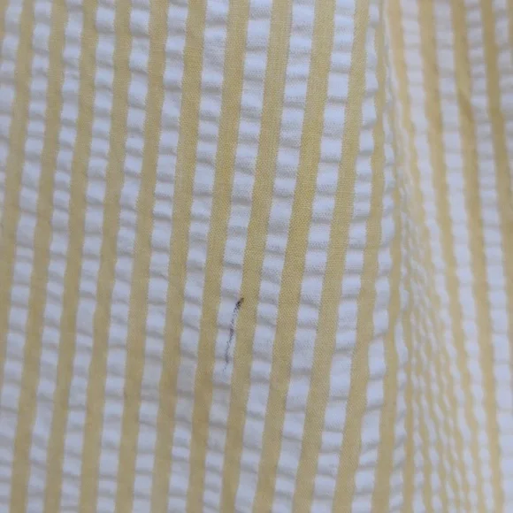 Vintage Handmade Yellow Striped Seersucker Pants L - Picture 7 of 9